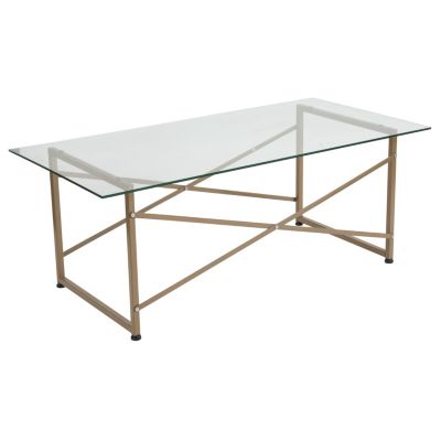 Flash Furniture Mar Vista Collection Glass Coffee Table With Matte Gold Frame