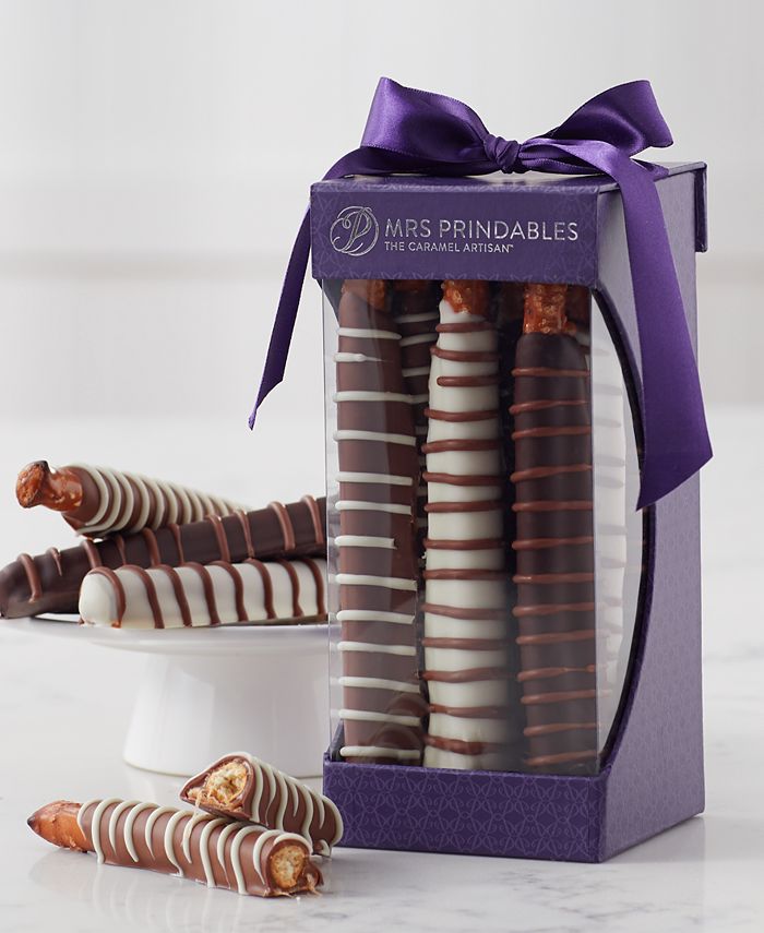 Mrs. Prindables Chocolate and Caramel Dipped Pretzels 9Pc. Gift Set