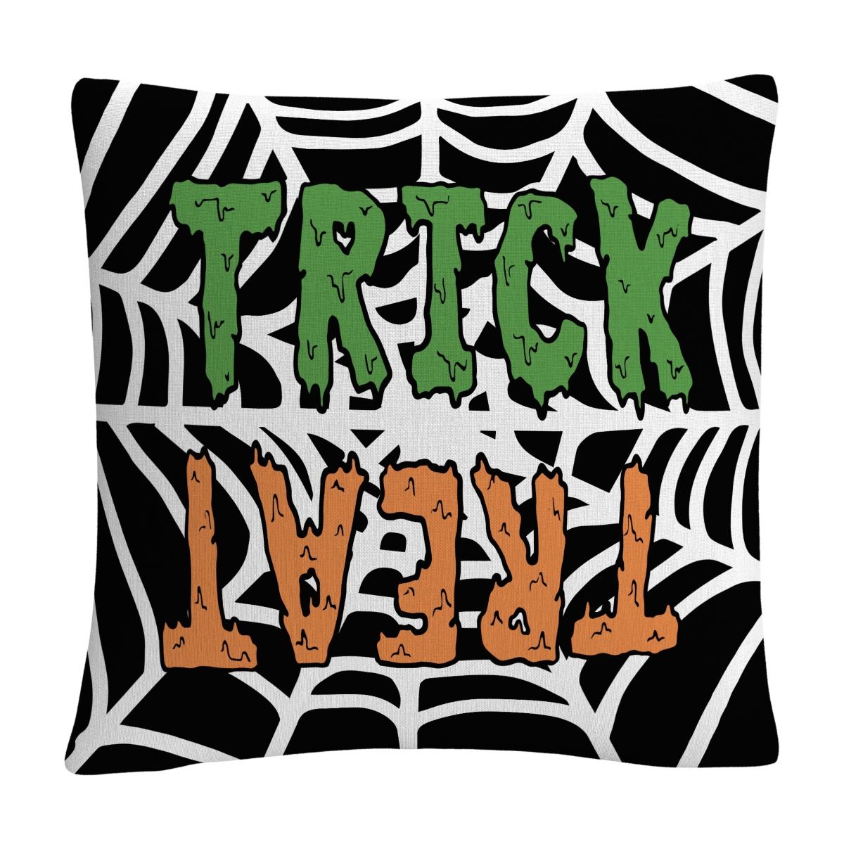 Abc Trick Or Treat Web Halloween Decorative Pillow, 16 x 16