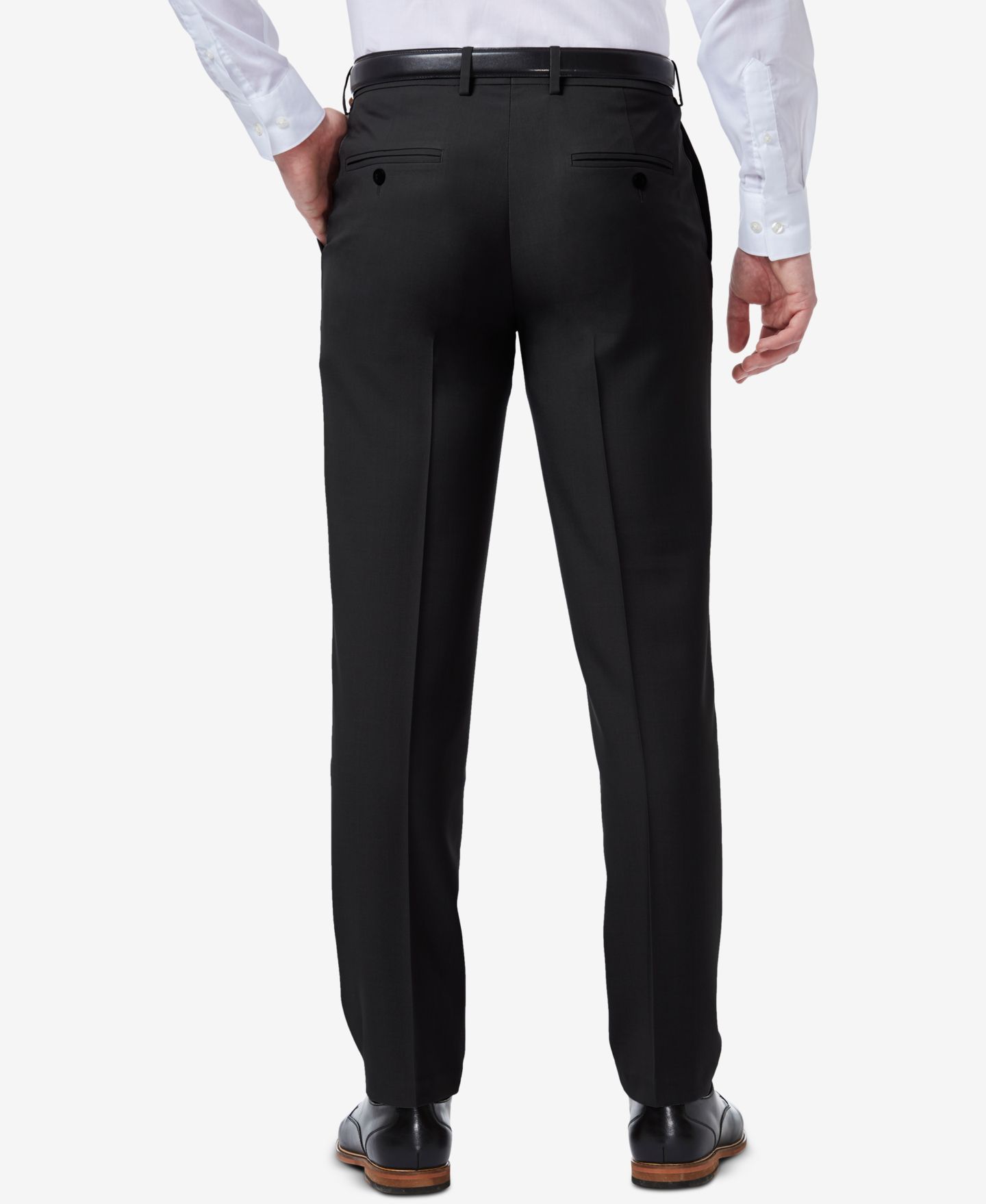 Мужские брюки Haggar Premium Comfort Slim-Fit Performance Stretch Flat-Front Dress Pants, цвет: Чёрный — фото 2
