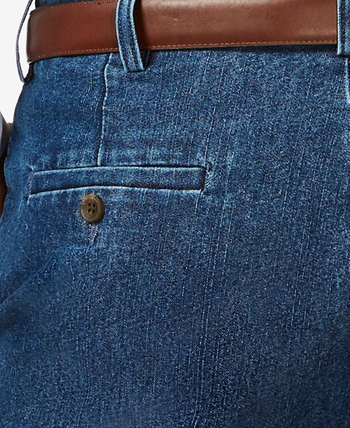 Haggar Men's Big & Tall Stretch Denim ClassicFit Flat Front Pants Macy's