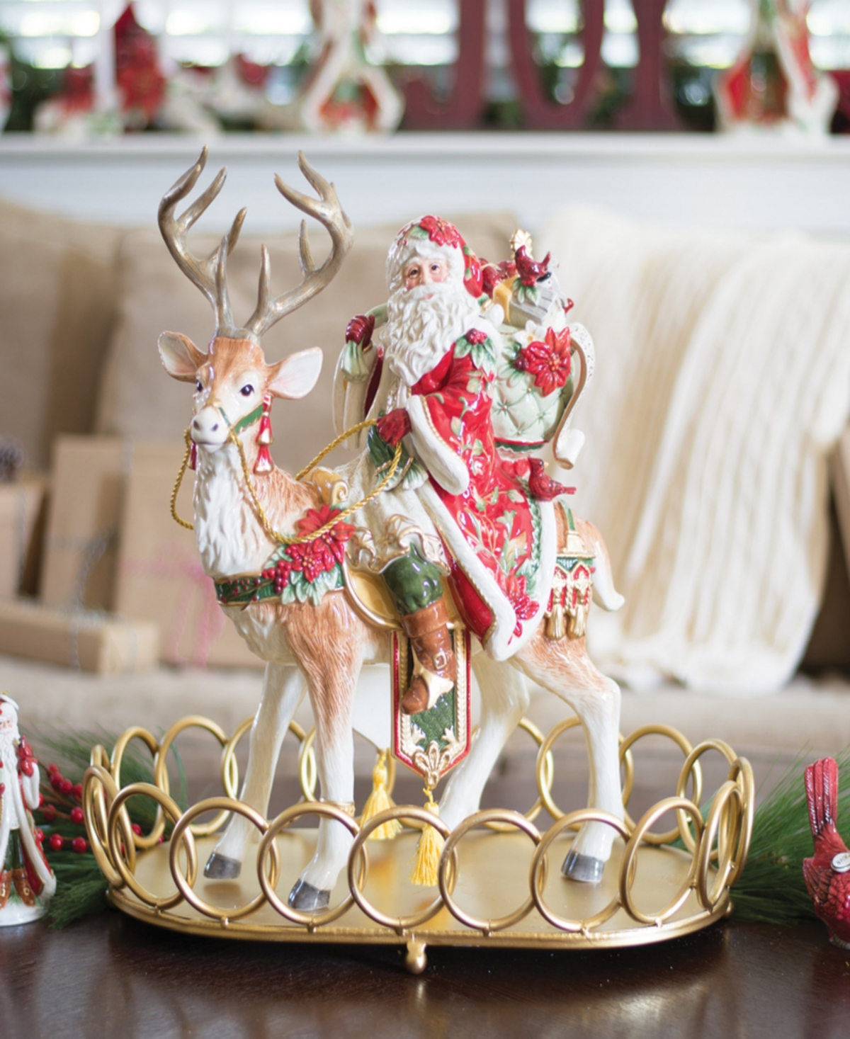 Shop Fitz And Floyd Santa And Stag Centerpiece In Assorted