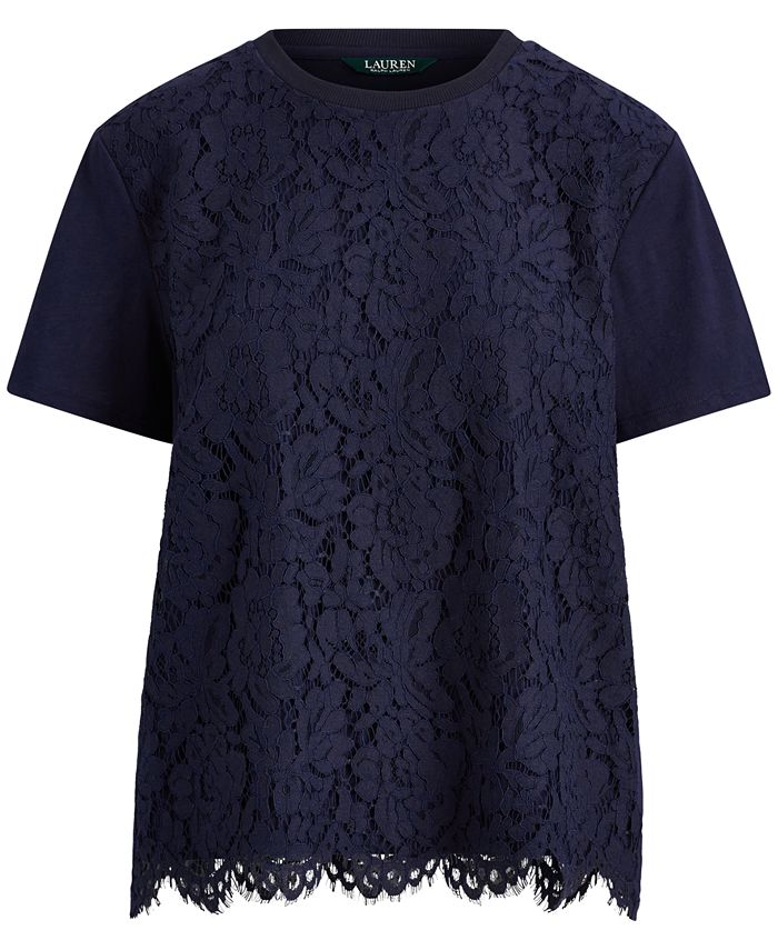 Lauren Ralph Lauren Lace-Front Shirt & Reviews - Tops - Women - Macy's