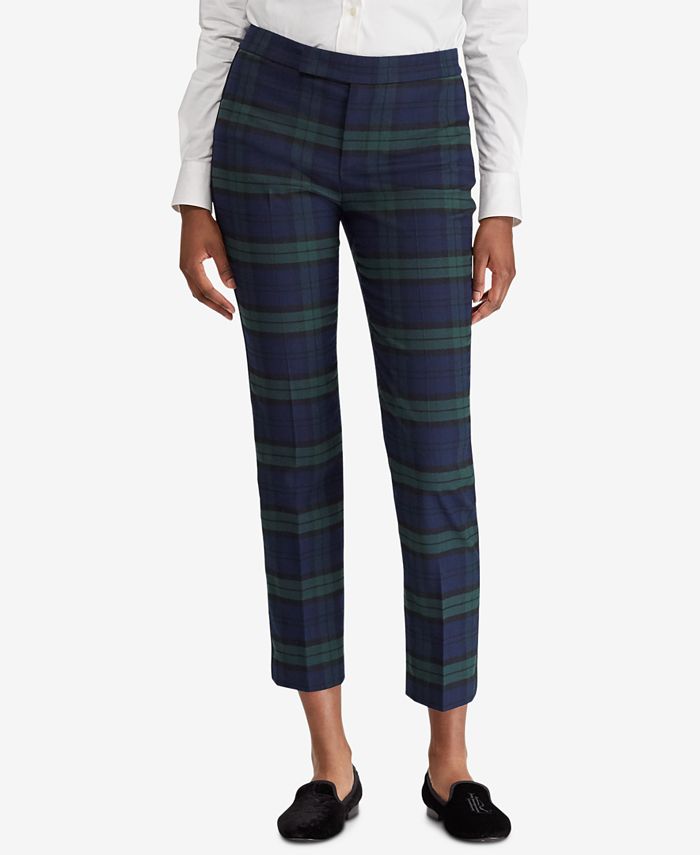 Lauren Ralph Lauren Tartan-Striped Skinny Pants - Macy's