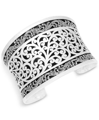 Lois Hill - Scroll Work Filigree Large Cuff Bracelet in Sterling Silver
