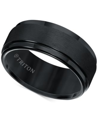 Brush Finish Edged Comfort Fit Band in Tungsten Carbide