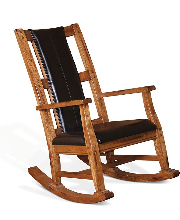 Sunny Designs Sedona Rustic Oak Rocker, Black Cushion Seat & Reviews - Furniture - Macy's
