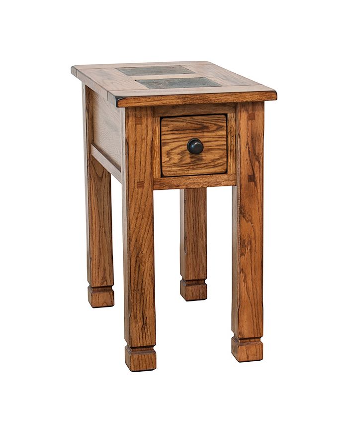 Sunny Designs Sedona 26"H Rustic Oak Chair Side Table, Slate Top Macy's