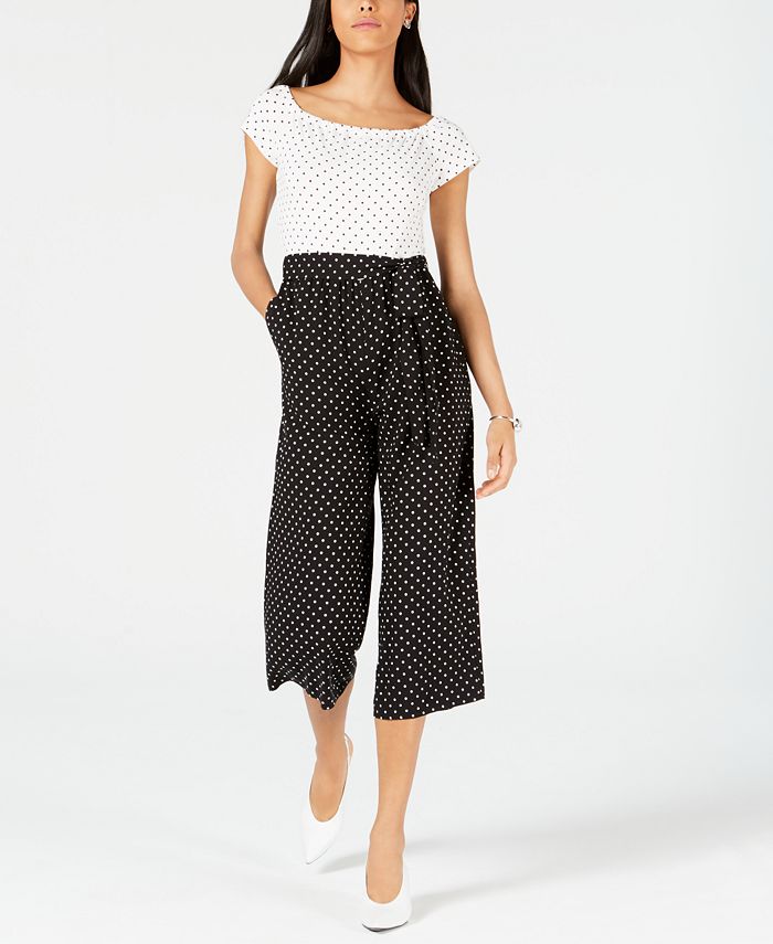 Maison Jules Polka-Dot Wide-Leg Jumpsuit, Created for Macy's - Macy's