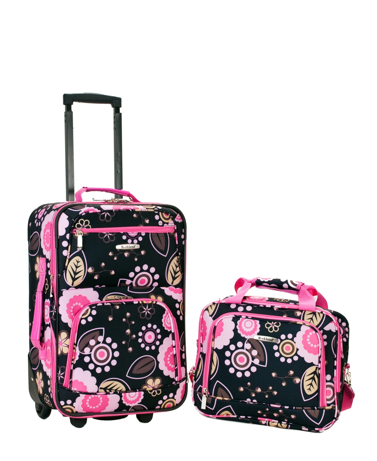 Rockland 2-pc. Pattern Softside Luggage Set In Black  Pink Floral