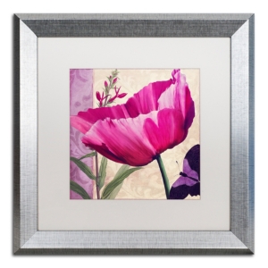 Trademark Global Color Bakery ' Pink Poppy I ' Matted Framed Art, 16" X 16" In Silver