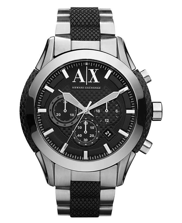 A|X Armani Exchange Watch, Men's Chronograph Black Silicone Wrapped ...