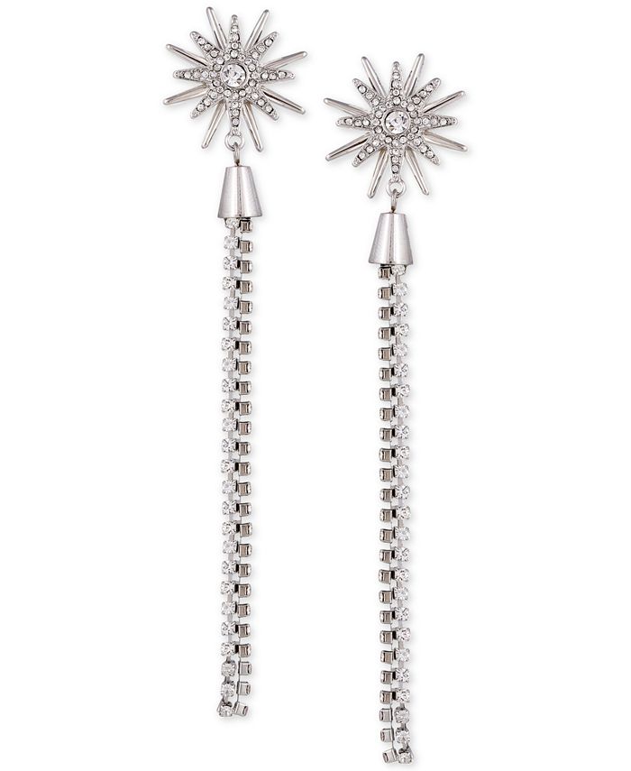 GUESS SilverTone Crystal Starburst Linear Drop Earrings Macy's