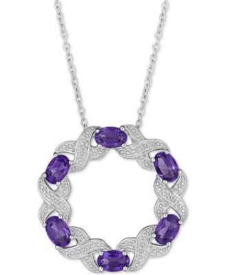 Amethyst (3 Ct. T.w.) & Diamond Accent 18" Pendant Necklace In Sterling ...