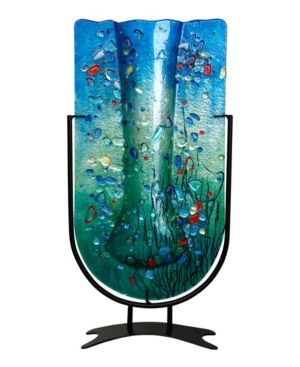Jasmine Art Glass 18.5" X 10" Tall U Vase Fused Glass In Multi