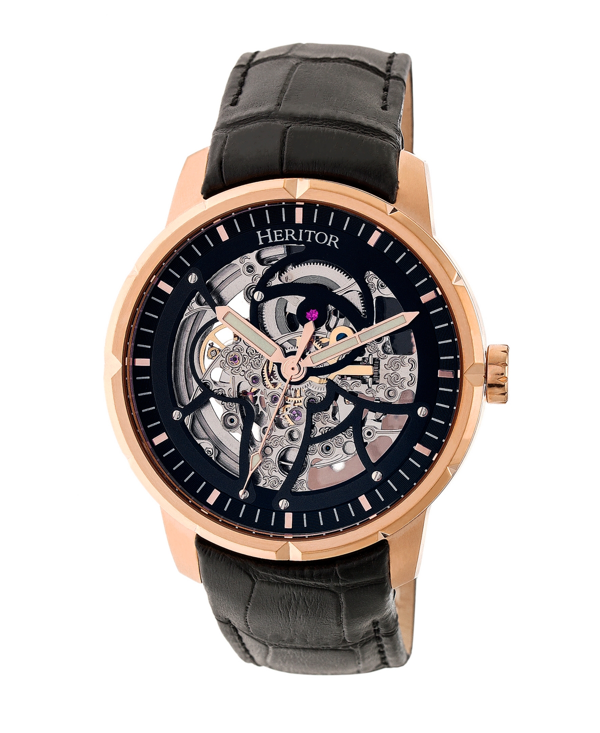 Automatic Ryder Black & Rose Gold & Black Leather Watches 44mm - Black