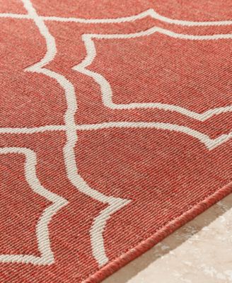 CLOSEOUT! Alfresco ALF-9591 Rust 5'3" Round Area Rug, Indoor/Outdoor