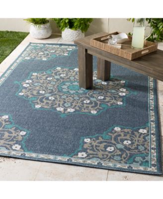 CLOSEOUT! Alfresco ALF-9678 Charcoal 2'3" x 7'9" Runner Area Rug, Indoor/Outdoor