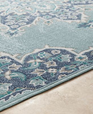 CLOSEOUT! Alfresco ALF-9687 Aqua 5'3" Round Area Rug, Indoor/Outdoor