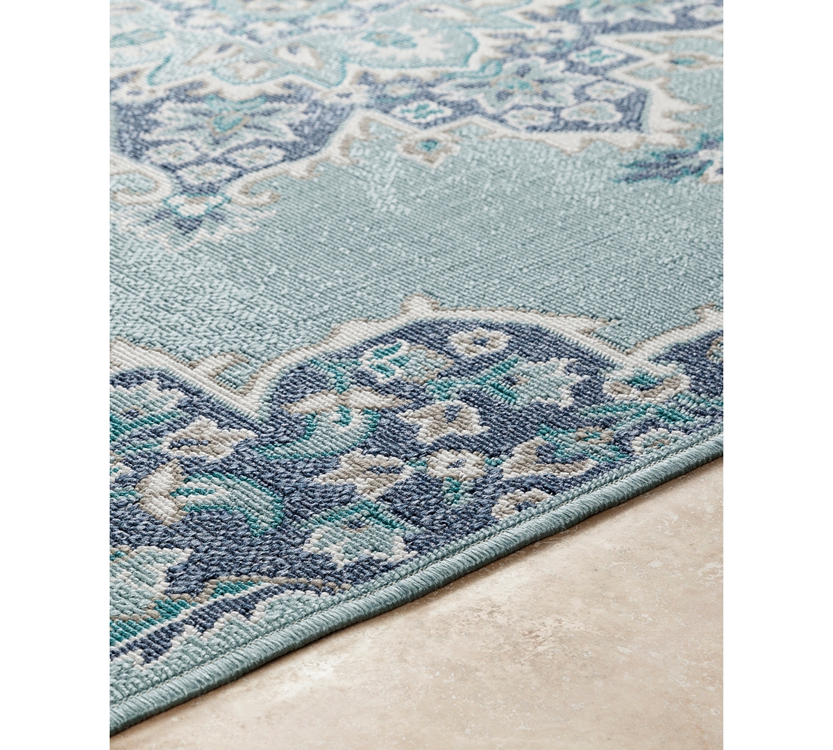 Closeout! Livabliss Alfresco Alf-9687 Aqua 5'3" Round Area Rug, Indoor/Outdoor