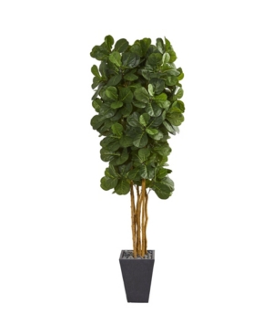 NEARLY NATURAL FIDDLE LEAF ARTIFICIAL TREE IN SLATE PLANTER 