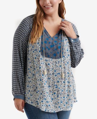 macys lucky brand plus size tops