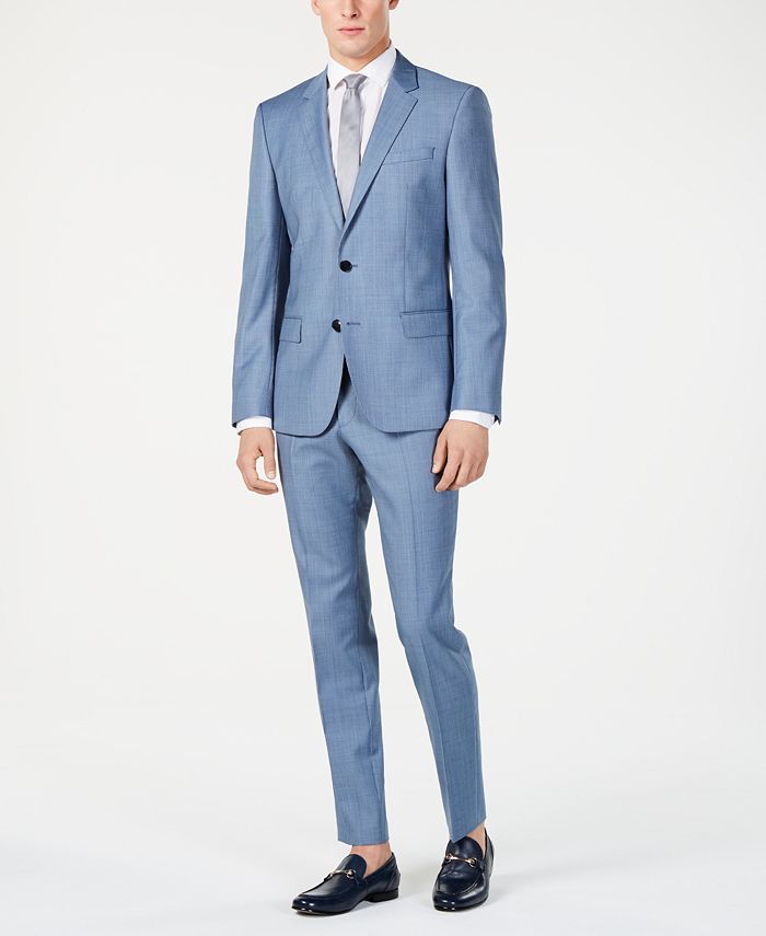 Hugo Boss Men's Modern-Fit Light Blue Mini-Check Suit Separates & Reviews -  Suits & Tuxedos - Men - Macy's