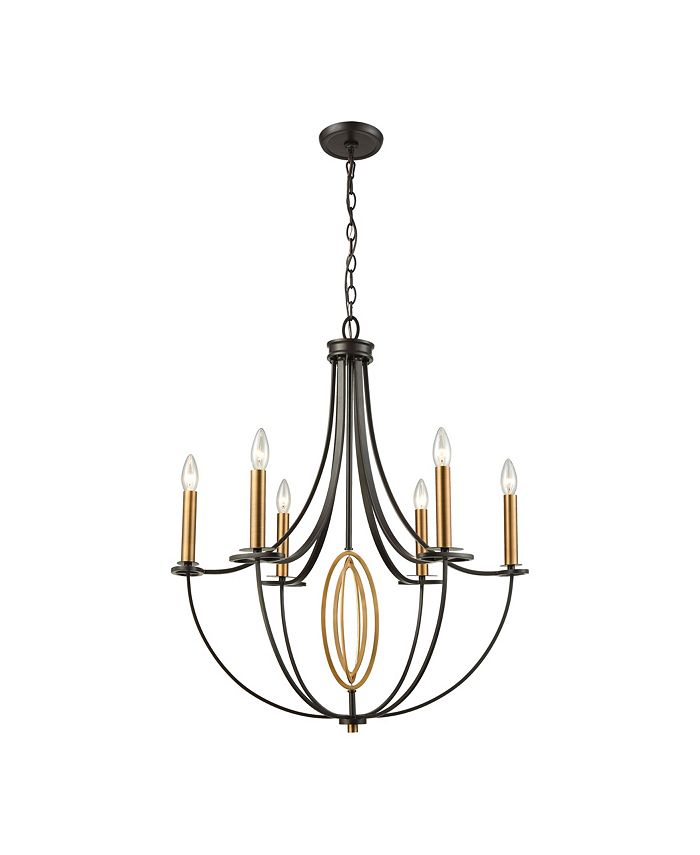Elk Lighting Dione 6 Light Chandelier In Oil Rubbed Bronze With Brushed