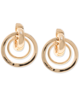 image of Anne Klein Gold-Tone Orbital E-z Comfort Clip-On Drop Earrings
