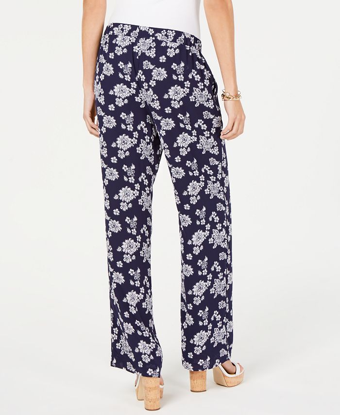 Michael Kors Floral-Print Pull-On Pants - Macy's