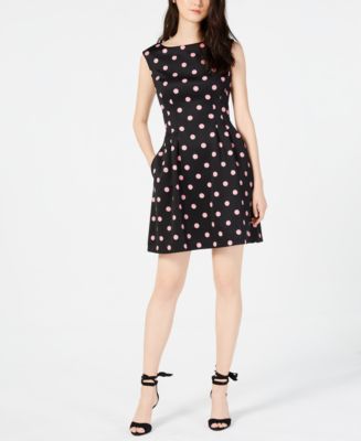Vince Camuto Dot-Print Fit & Flare Dress - Macy's
