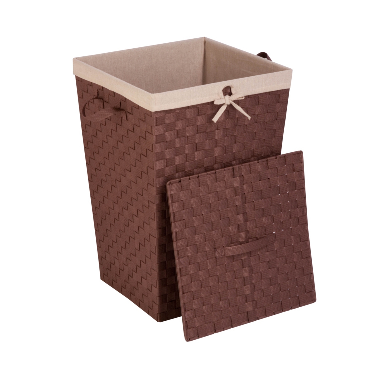 Decorative Woven Hamper with Lid - Brown