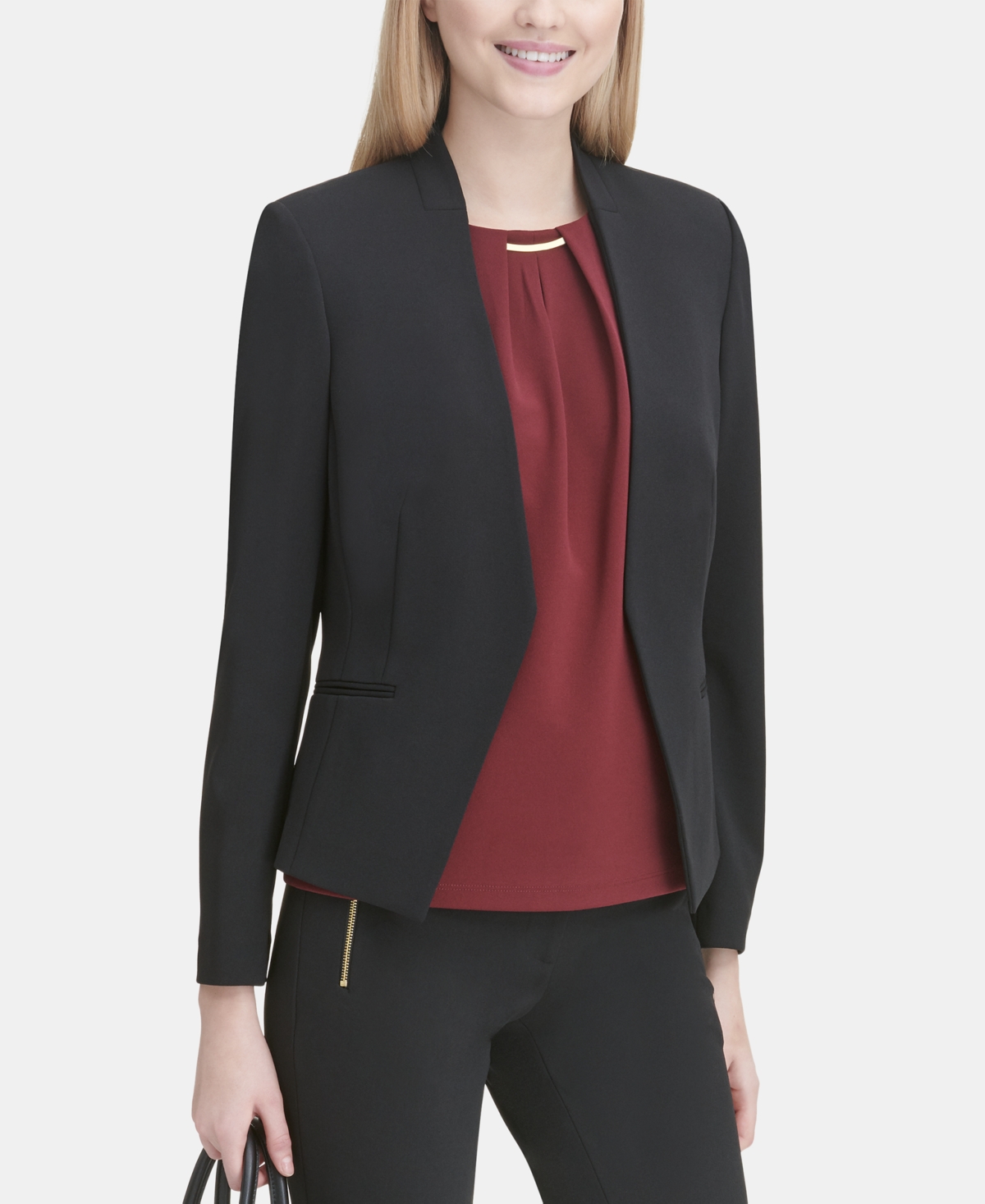 Calvin Klein Petite Asymmetrical Open-Front Blazer