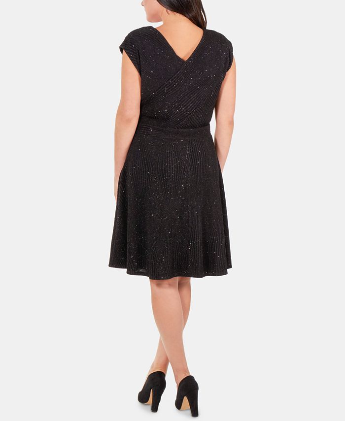 NY Collection Glitter Fit & Flare Dress Macy's