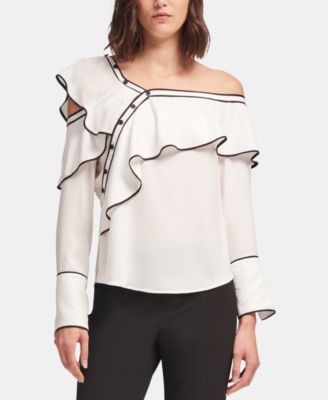 DKNY - Ruffled One-Shoulder Top