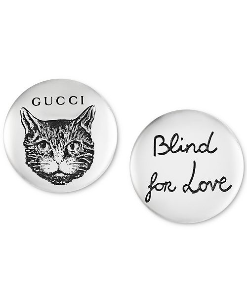 Gucci "Blind for Love" Cat Stud Earrings in Sterling Silver & Reviews