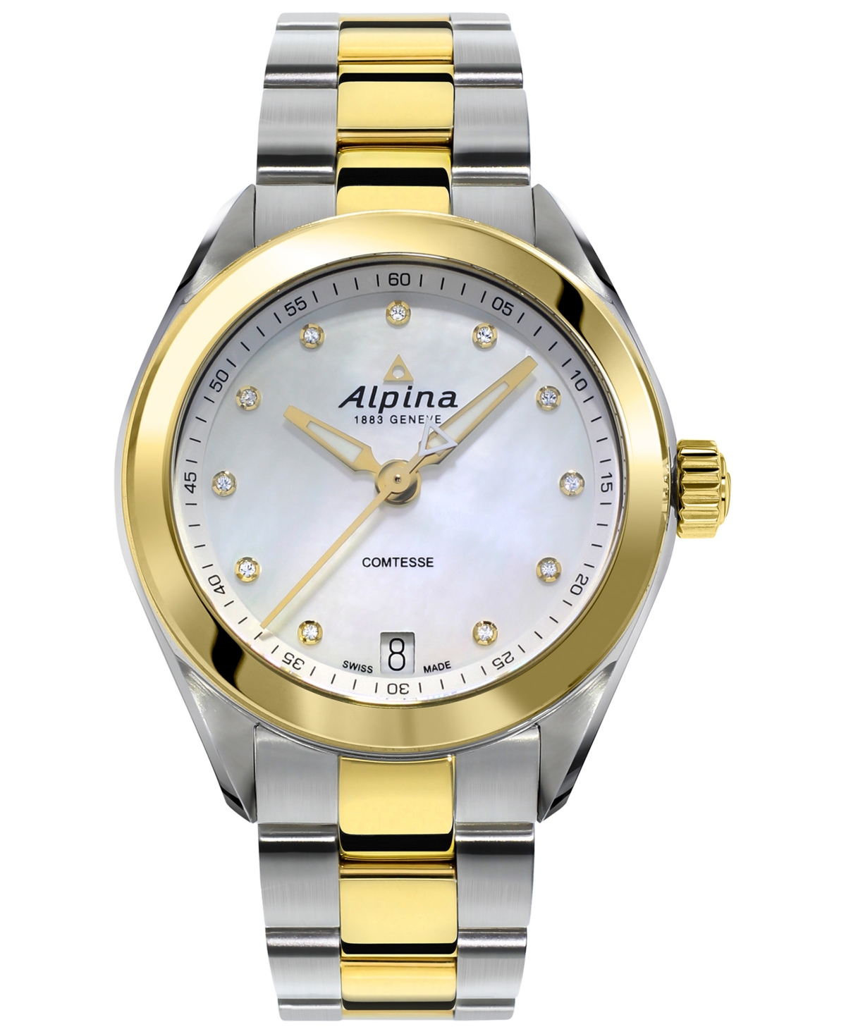 Alpina Women's Swiss Comtesse Diamond-accent Two-tone Stainless Steel Bracelet Watch 34mm In Two-tone Stainless Steel And Yellow Gold