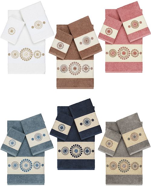 Linum Home Isabelle Embroidered Turkish Cotton Bath Towels