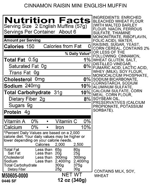 34 English Muffins Nutrition Label - Labels Design Ideas 2020