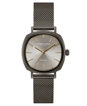 image of Kenneth Cole New York Ladies Diamond Gun Metal Mesh Bracelet Watch 34mm