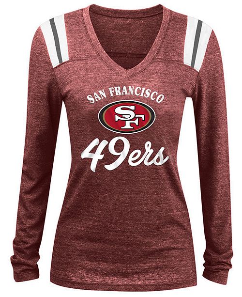 5th Ocean Women S San Francisco 49ers Tri Blend Long Sleeve V Neck T Shirt Reviews Sports Fan Shop By Lids Women Macy S