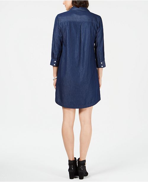 Karen Scott Petite Chambray Dress Created For Macy S Reviews