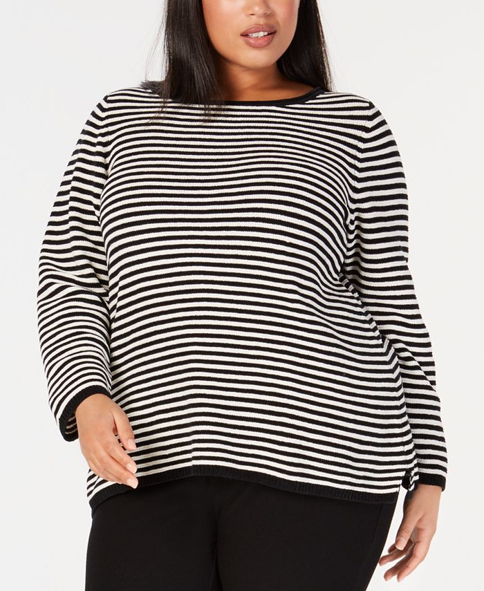 Eileen Fisher Plus Size Organic Cotton Striped Top & Reviews - Tops ...