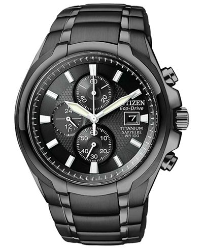 Citizen Men's Chronograph Eco-Drive Black Titanium Carbide Ion-Plated Bracelet Watch 42mm CA0265-59E