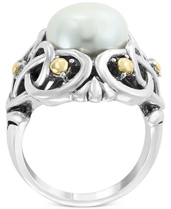 EFFY Collection - Cultured Freshwater Pearl (11mm) Statement Ring in Sterling Silver & 18k Gold Over Silver