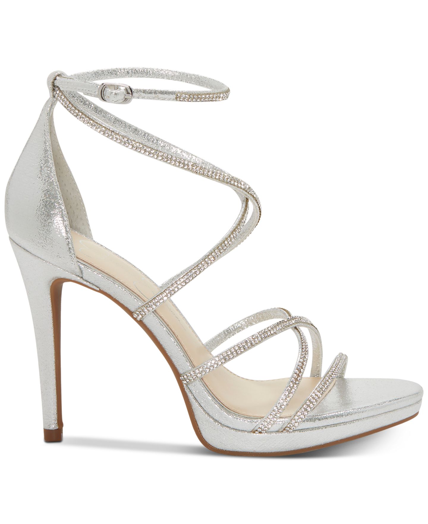 Женские сандалии Jessica Simpson Jaeya Strappy Rhinestone High-Heel, цвет: Платиновый — фото 2
