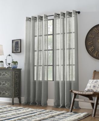 Slub Textured Linen Blend Grommet Top Curtain