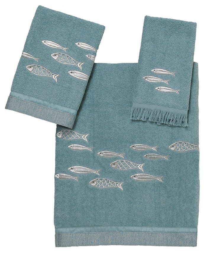 Avanti Nantucket Embroidered Fish Cotton Fingertip Towel, 11" x 18