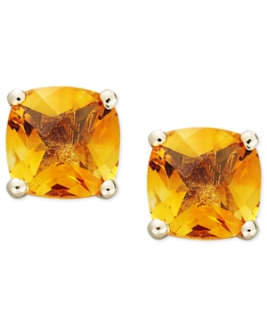image of 14k Gold Earrings, Cushion Cut Citrine Stud Earrings (1-3/4 ct. t.w.)