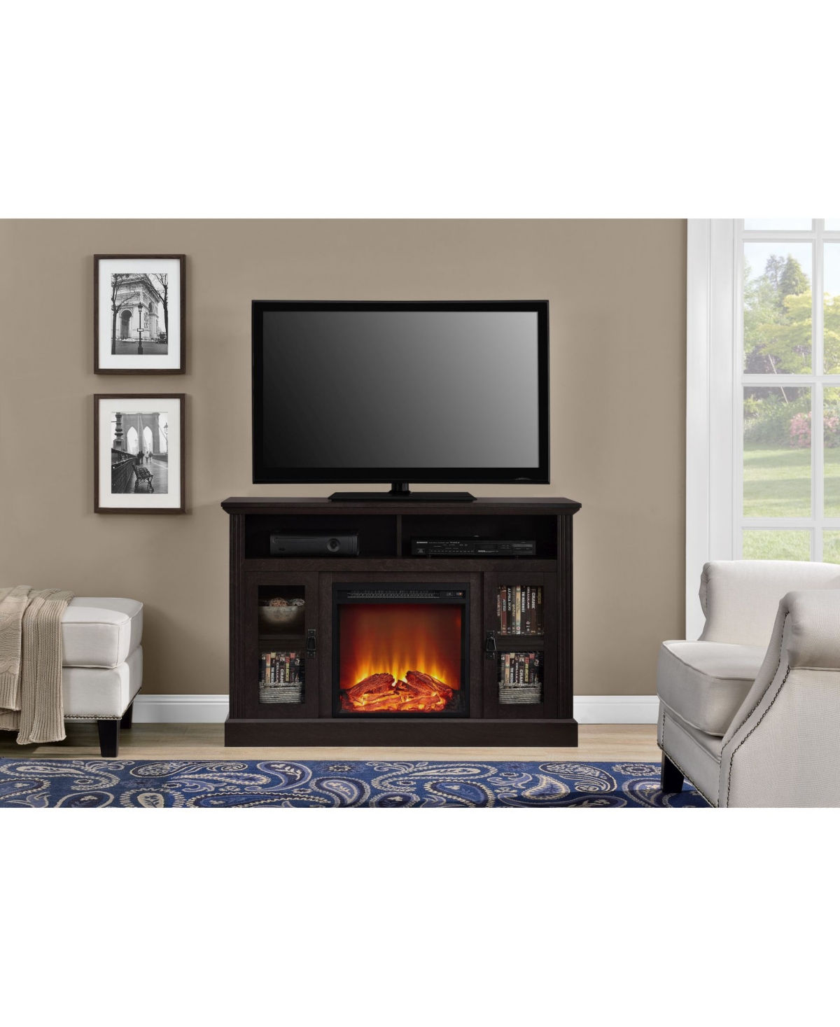 Ameriwood Home Tacoma Electric Fireplace Tv Console For Tvs Up To 50 Inches